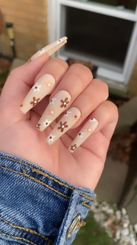 Brown flower nails from etsy