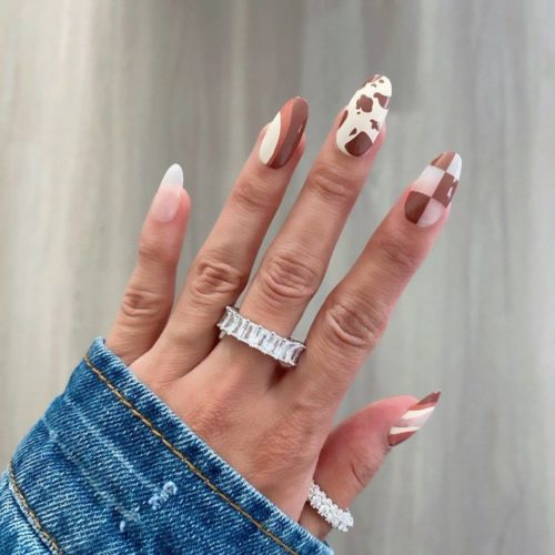 Brown cow nails from etsy