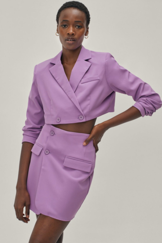 Mini Skirt and blazer Set in orchid purple