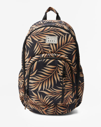 Billabong Backpack in black and brown palm leaf print