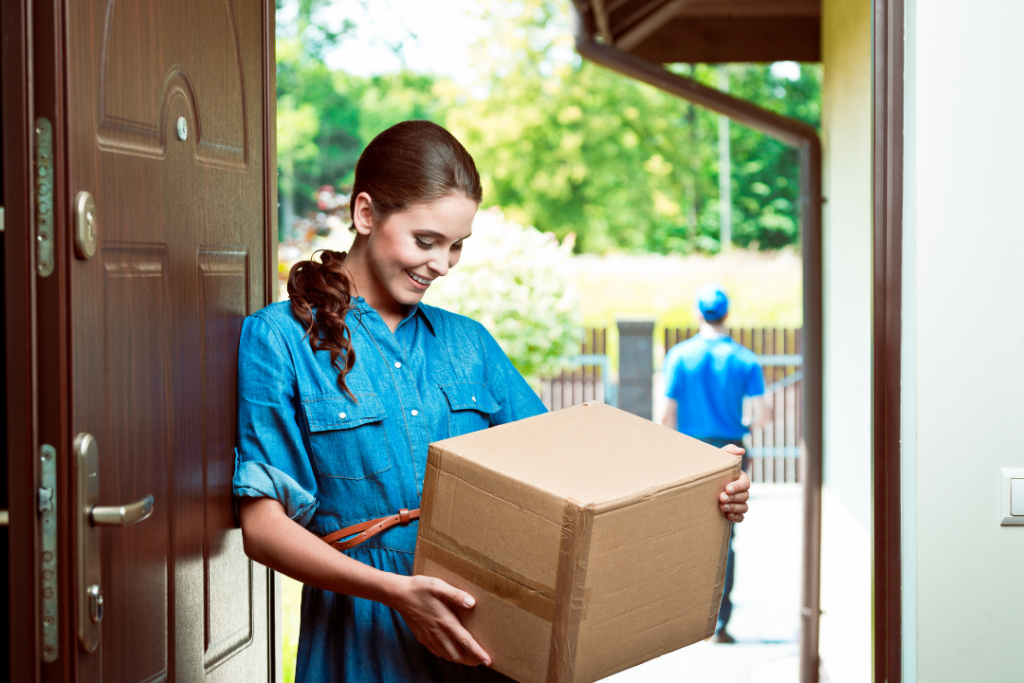 Woman holding a care package