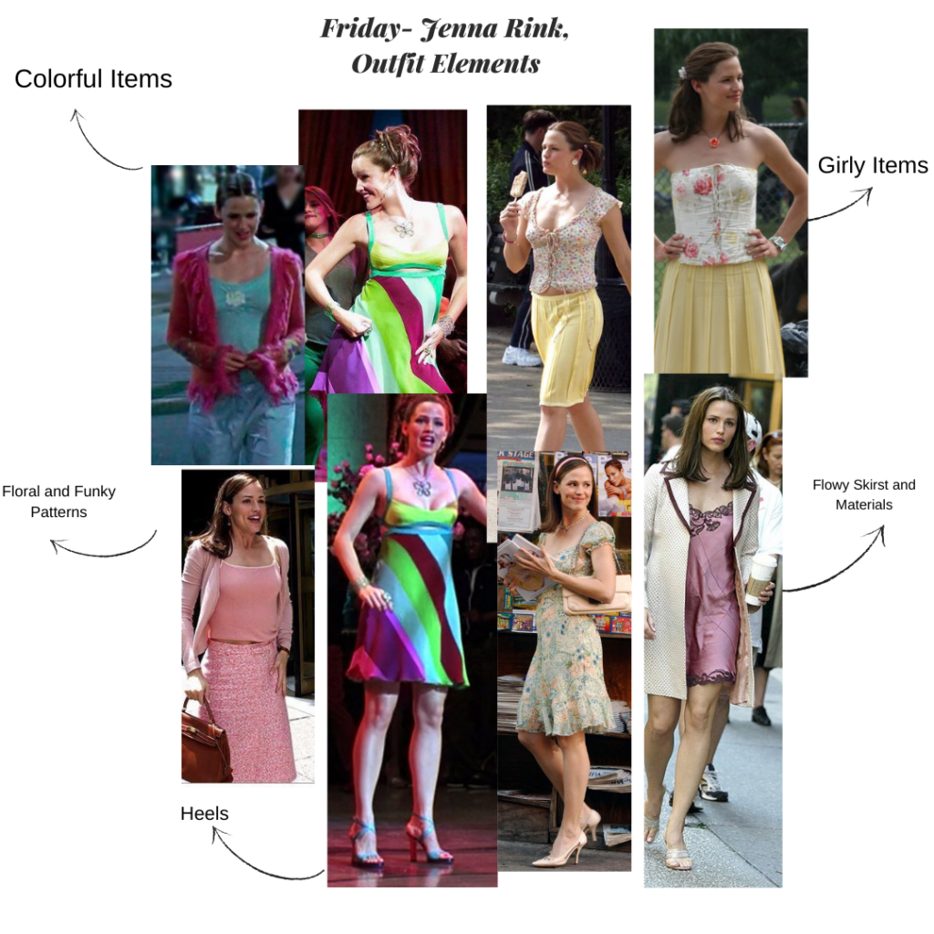 Jenna Rink's outfits from the rom com 13 Going on 30