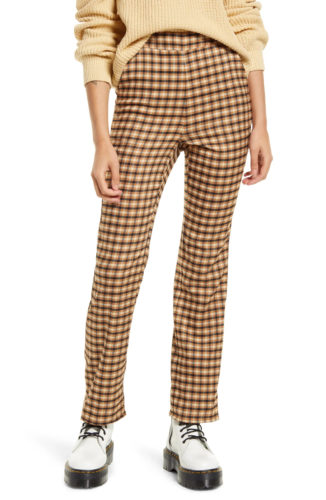 Nordstrom Checked Pants in dark brown and yellow
