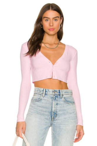 Cropped Cardigan in light pink from Revolve