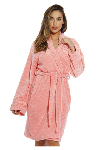 Pink fuzzy robe from amazon