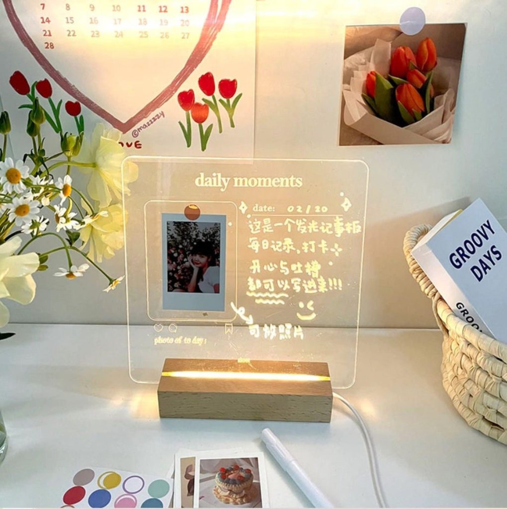 Light up Korean acrylic board from Etsy