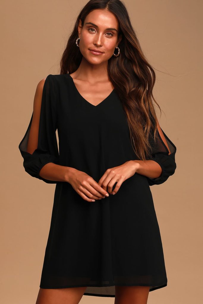 Cute long sleeve graduation dress in black from Lulus