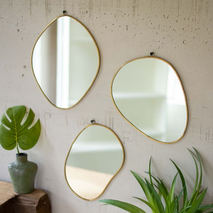 Set of three organically shaped mirrors from West Elm