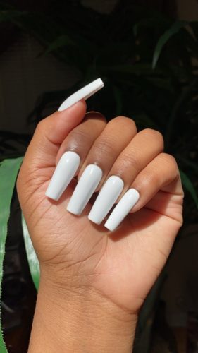 Simple and classic long white nails