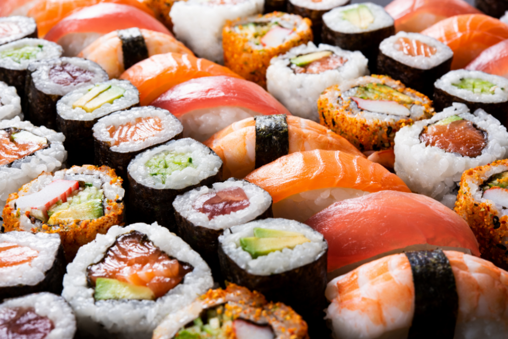 Photo of a sushi bar buffet