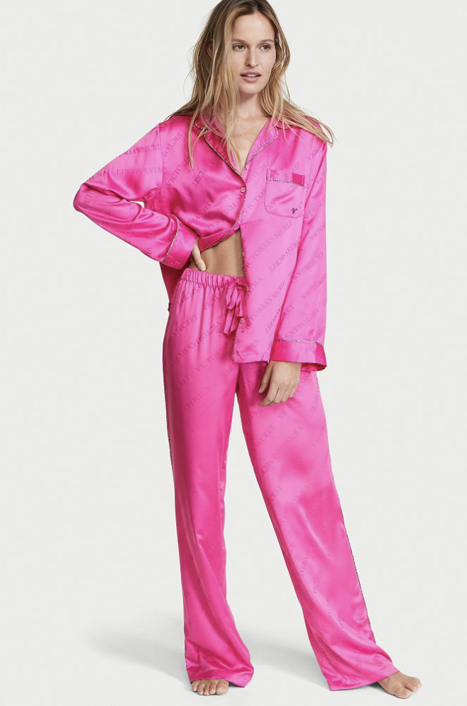 Victoria's Secret satin hot pink pajamas