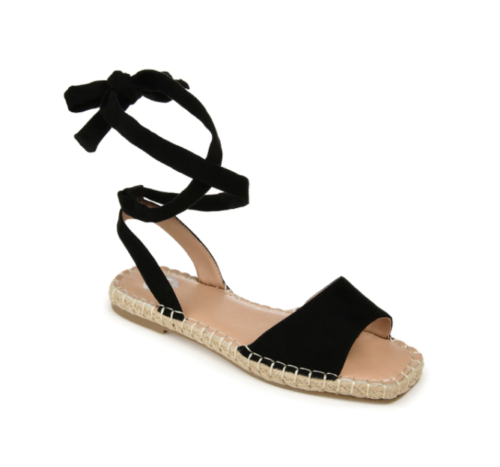 Black lace-up espadrille sandals