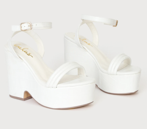 White chunky Lulu's wedges