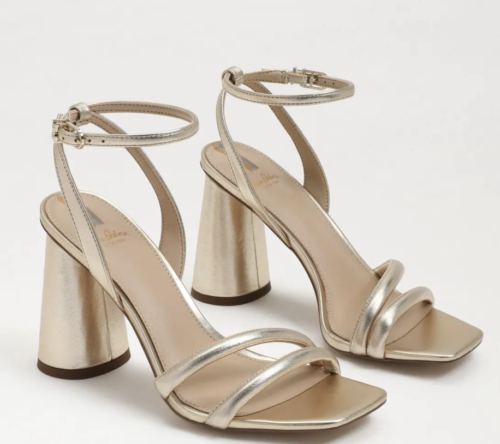 Gold chunky-heeled sandals - graduation shoes