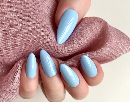 Baby blue almond nails