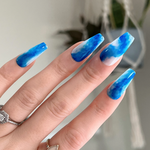 Bright ocean summer nails