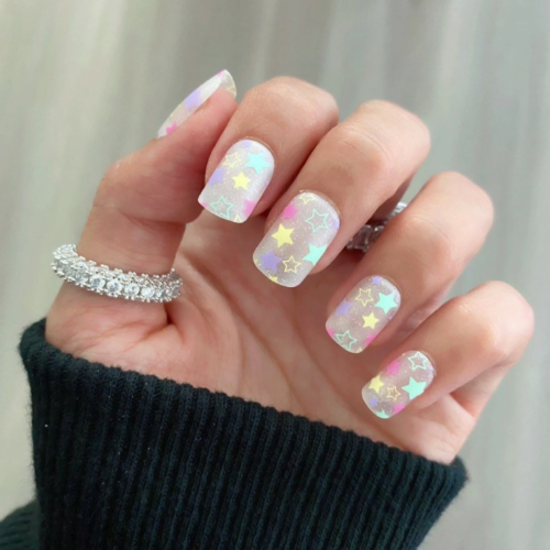 Confetti star short nails