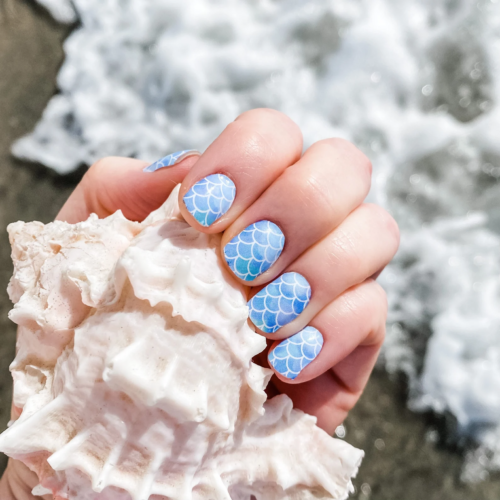 Pastel blue mermaid nails