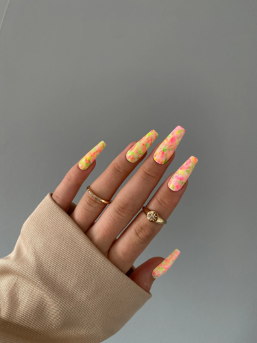 Colorful rainbow acrylic nails