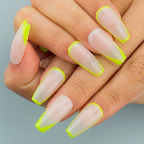 Neon edge french coffin nails
