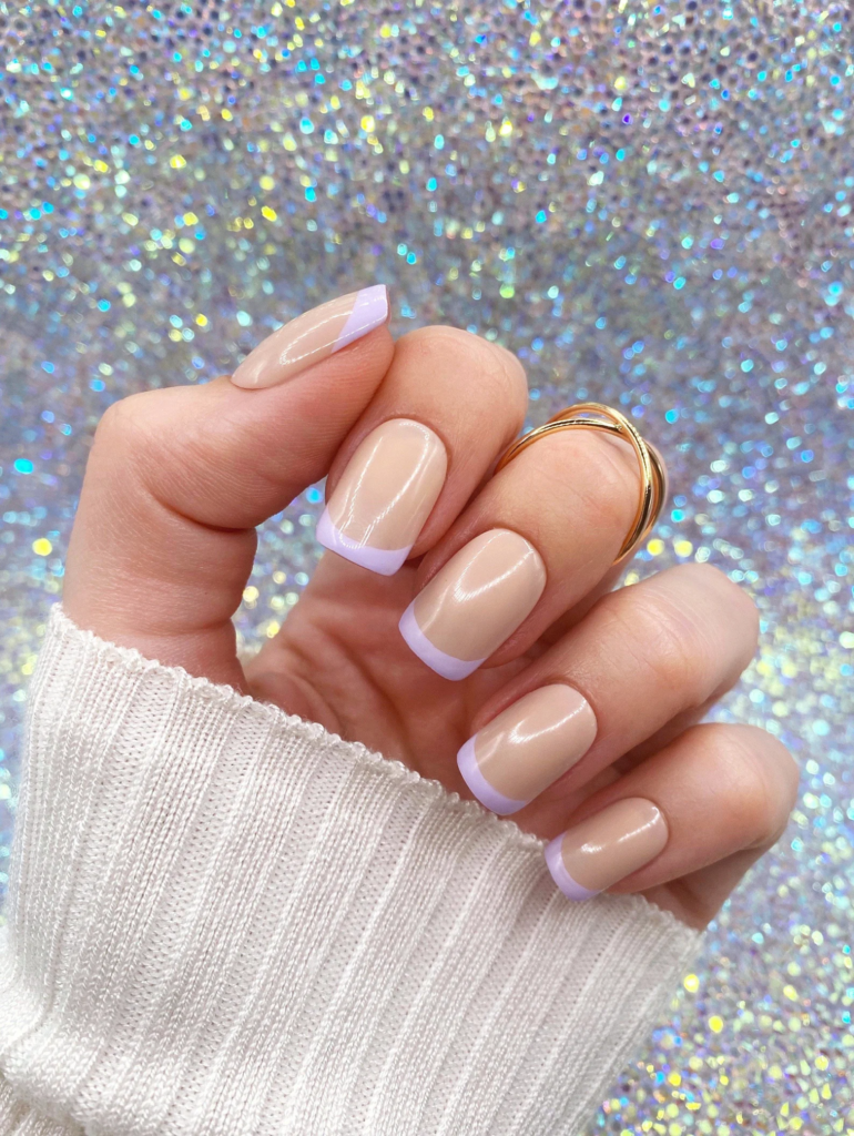 Pastel french manicure in lavender