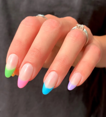 Pastel rainbow nails from Etsy