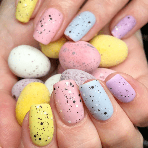 Pastel speckled easter egg nails