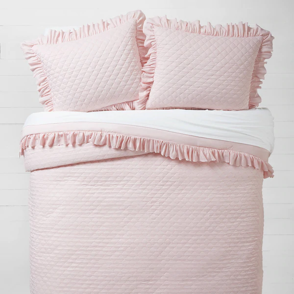 Light pink ruffle bedding