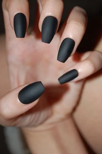 Black Angel Black Matte Coffin Glue On Nails