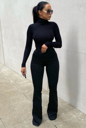 Black Flare Wide Leg Pants / Black Women Pants / Black Flare - Etsy