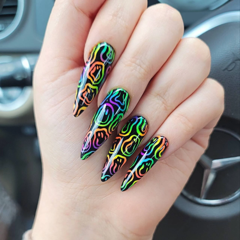 black and neon nail designs