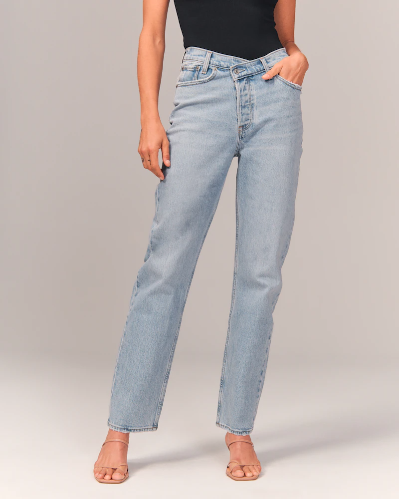 Abercrombie criss cross waist dad jeans for college