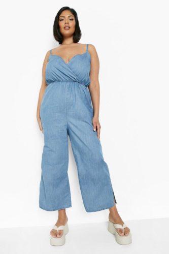 Blue denim dressy jumpsuit