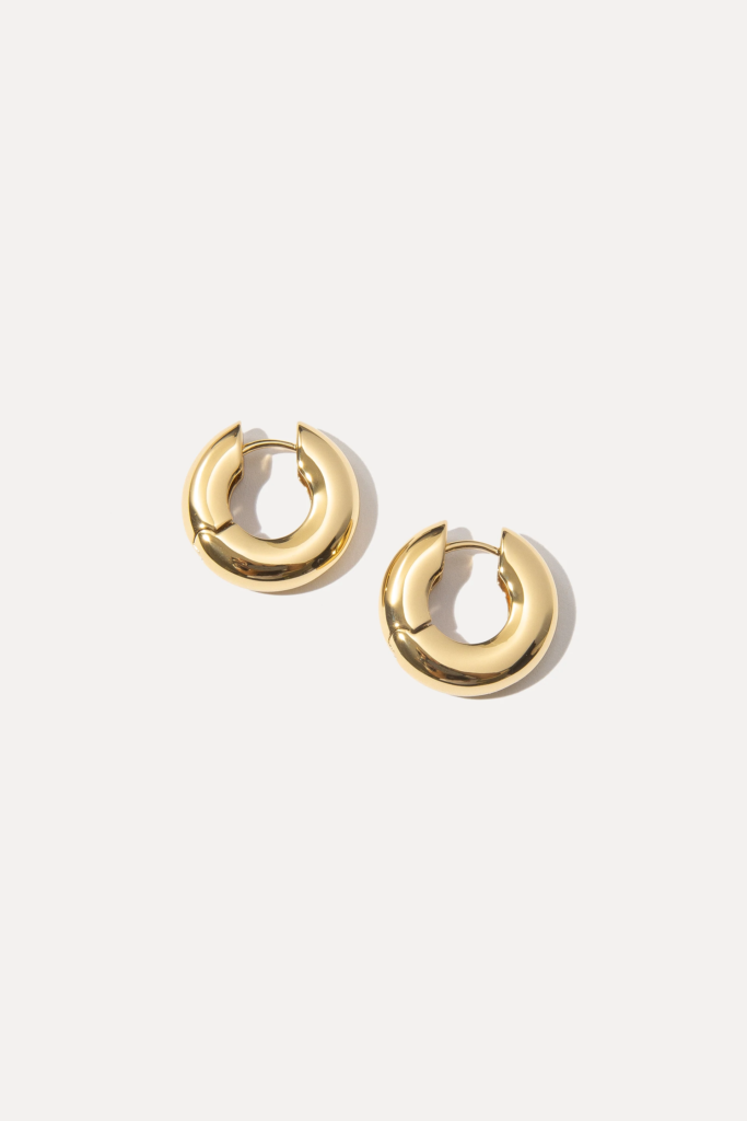 Miranda Frye Drew huggies in yellow gold