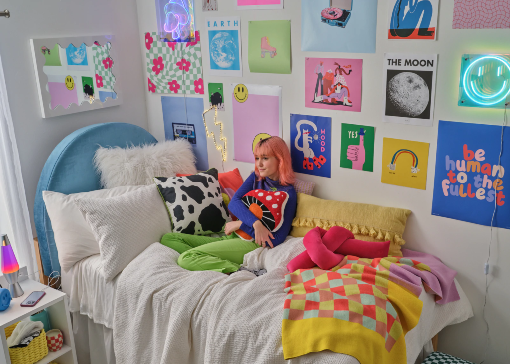 90s nostalgia room from Dormify with a rainbow color scheme