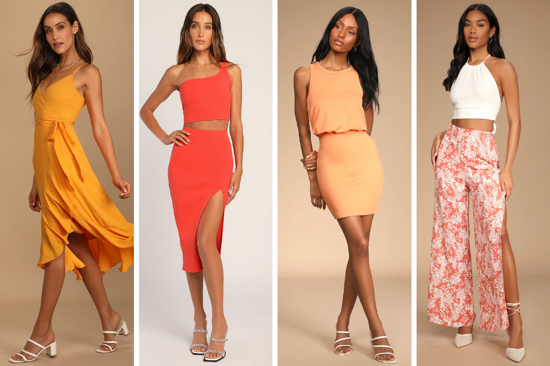 Orange dresses, two piece, mini dress