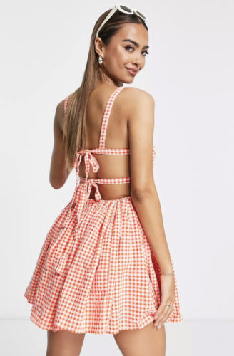 Asos Gingham Strappy Skater Dress