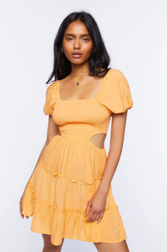 Forever 21 Cut Out Puff Sleeve Dress