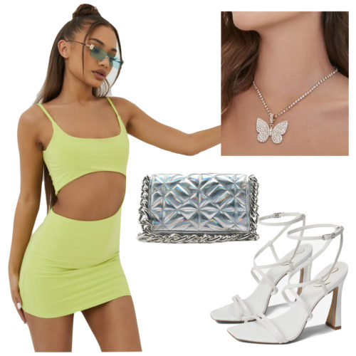 Baddie Neon Mini Dress Clubbing Outfit