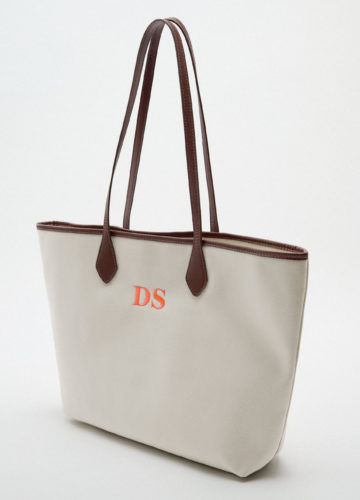 Zara Monogram Canvas Tote Bag