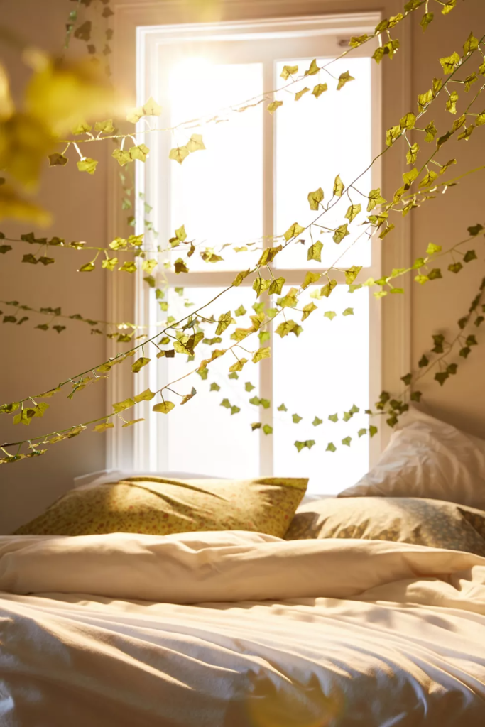 Decorative vines in dorm room idea