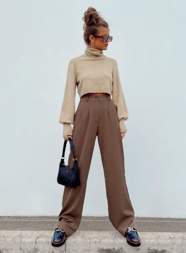 Princess Polly Loafers with a Turtleneck and Pants