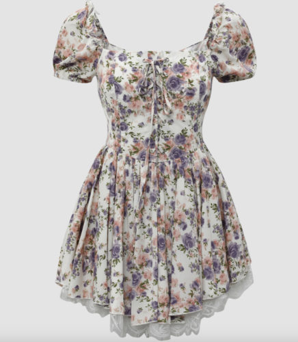 Floral Lace-Up Corset Dress