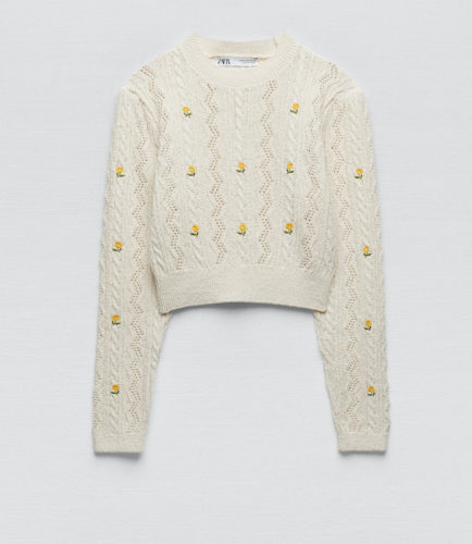 Zara Floral Embroidered Sweater