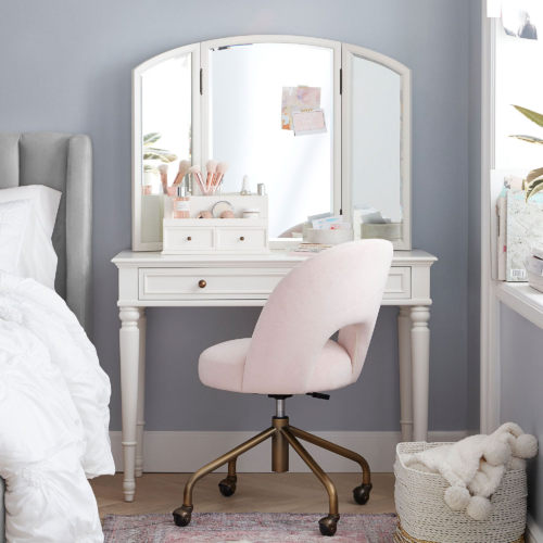 PBTeen small space makeup vanity in white