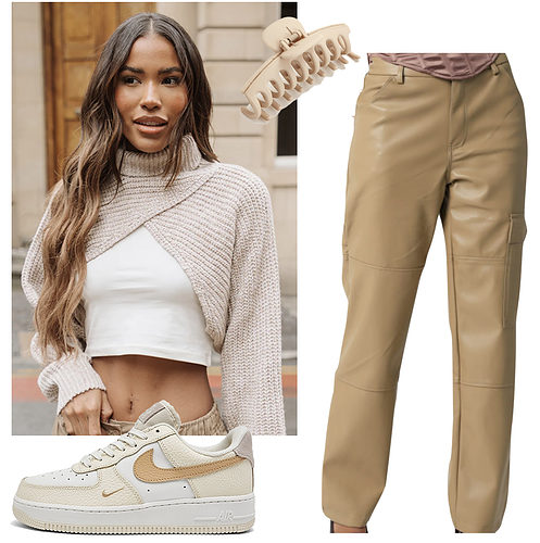 Casual Faux Leather Pants Day Outfit