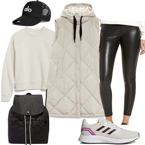 Sporty Faux Leather Leggings Outfit