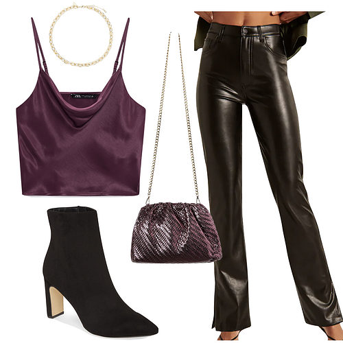 Faux Leather Pants Date Outfit