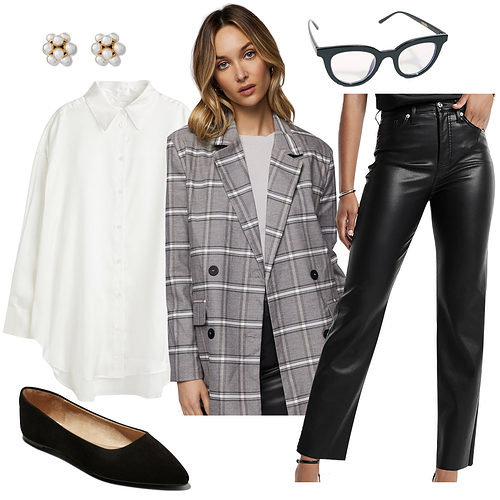 Office Faux Leather Pants Outfit