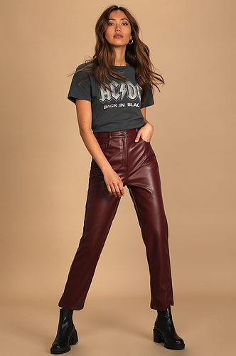 Lulus Burgundy Faux Leather Pants